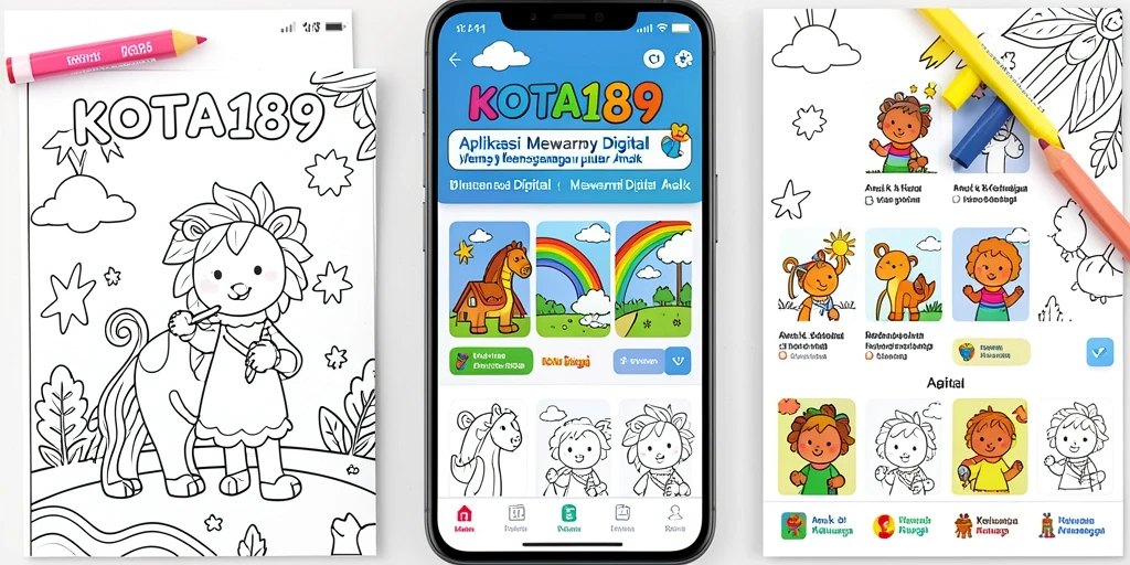 Tampilan antarmuka aplikasi KOTA189 dengan fungsi Mewarnai Digital yang interaktif.