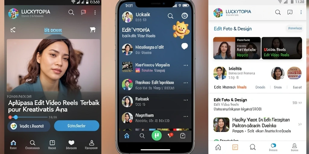 Tampilan antarmuka Edit Video Reels di LUCKYTOPIA yang user-friendly.