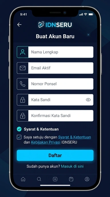Tampilan halaman daftar idnseru