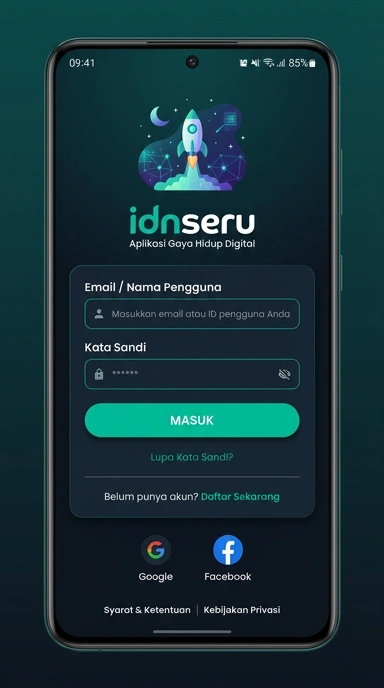 Tampilan halaman login idnseru