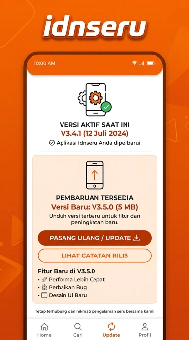Tampilan riwayat versi idnseru